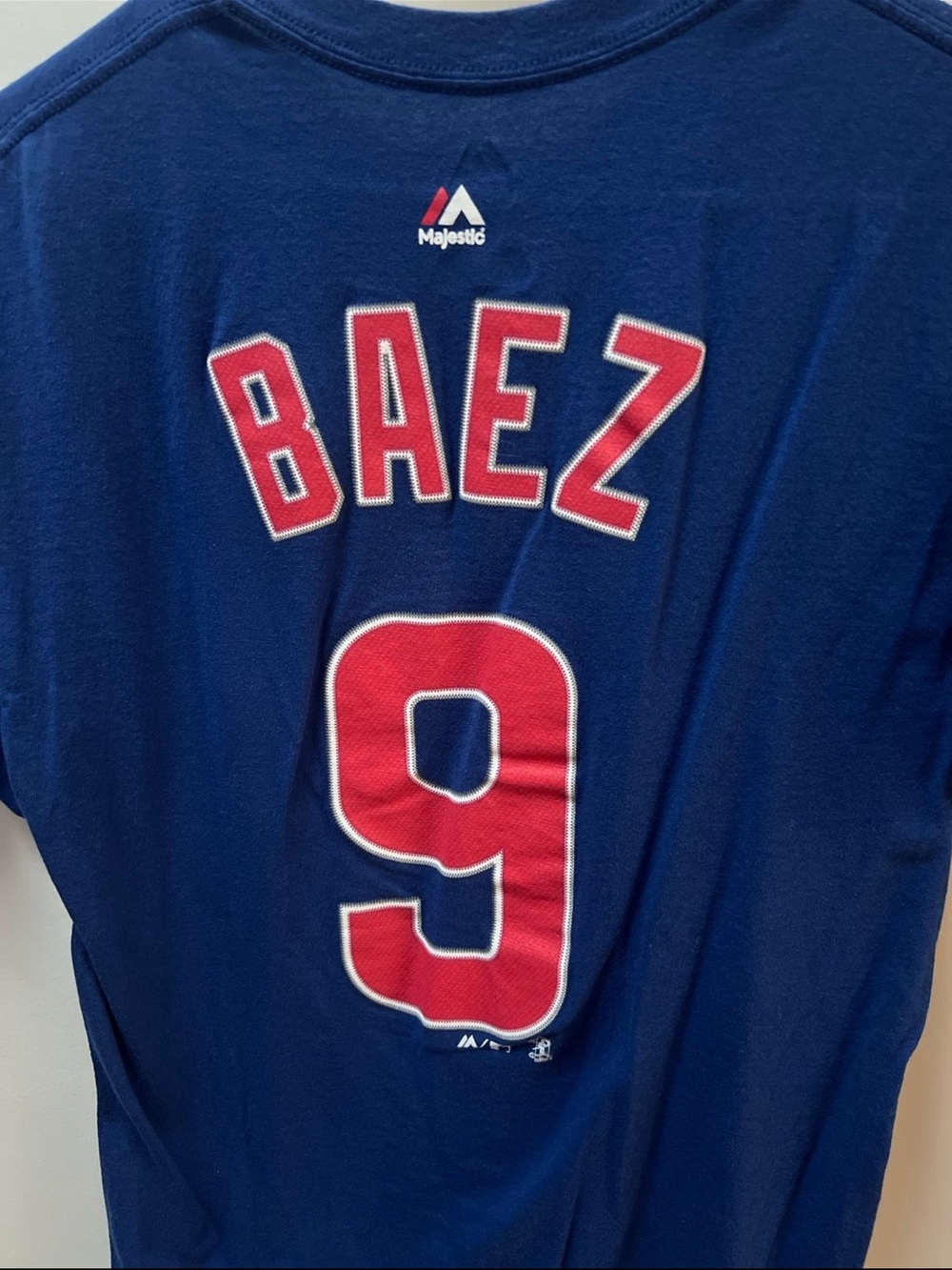 Chicago Cubs Javier Báez #9 Majestic T-Shirt Size Medium Blue MLB Baseball Tee - Picture 7 of 7